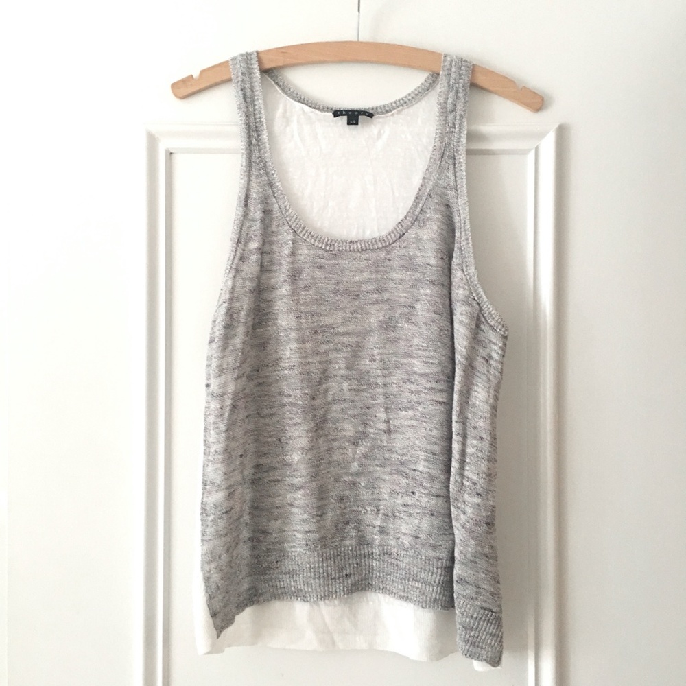 Theory grey knit sweater tank top L
